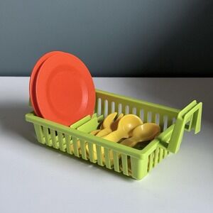 VTG‎ 1982 Fisher-Price Toy SINK Kitchen Playset 9pc Dishes Replacement Rack T73